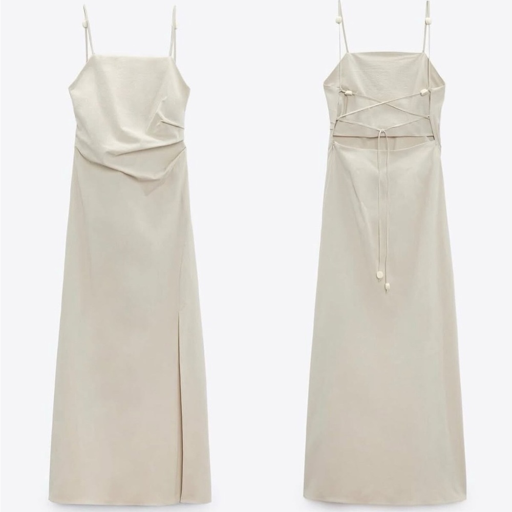 Zara Beige Tie Back Dress